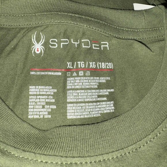 NWT-Spyder Boys Green Tee – White & Black Logo, Size Youth XL - Picture 5 of 5